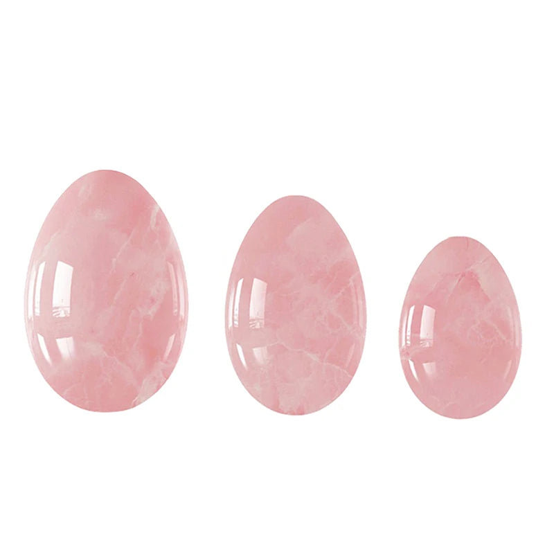 Massage therapy Natural Rose Jade Quartz Egg Set of 3 eggs small, medium, large Offers with NO BOX
