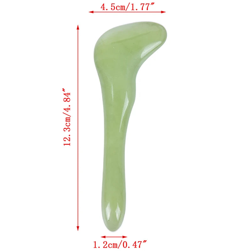 Massage Therapy Natural Stone Massagers Tools Picture of a light green spoon sizes : 12.3 cm X 4.5 cm