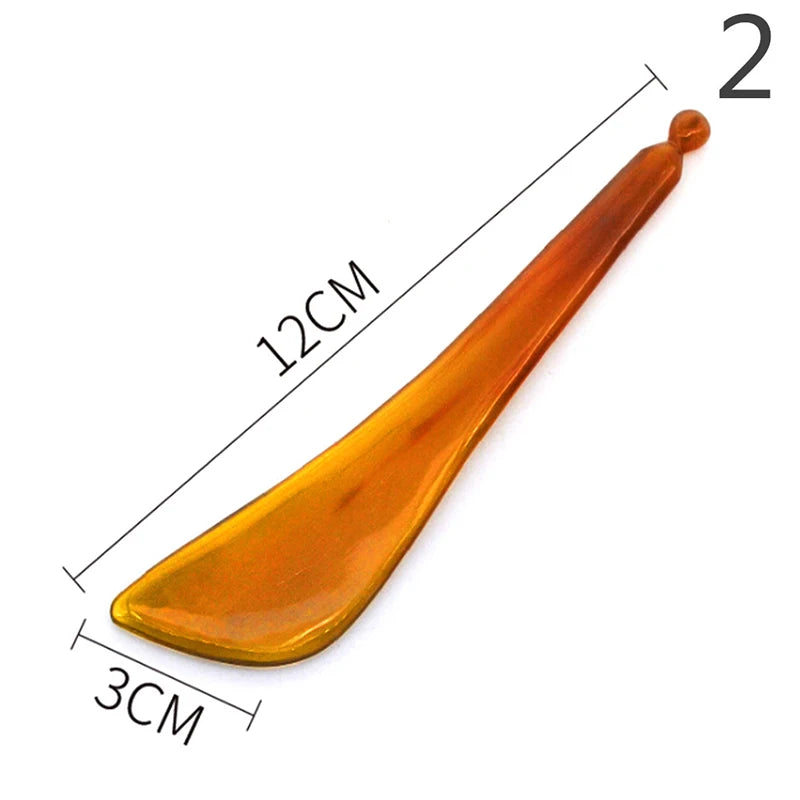 Massage Therapy Natural Stone Massagers Tools Picture of a light orange knife curve tool sizes : 12 cm X 3 cm Model 2