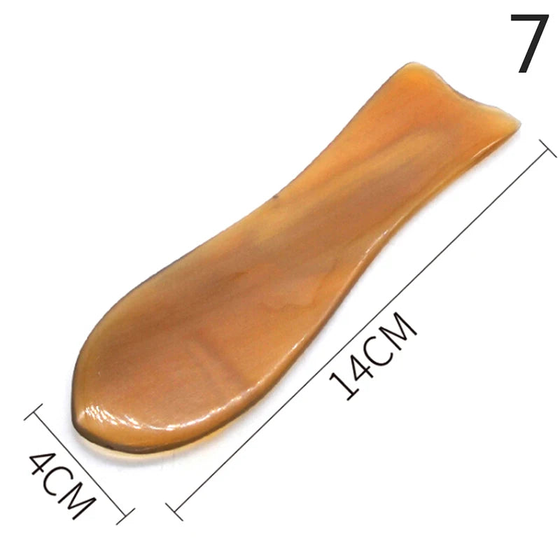 Massage Therapy Natural Stone Massagers Tools Picture of a light orange spoon curve tool sizes : 14 cm X 4 cm Model 7