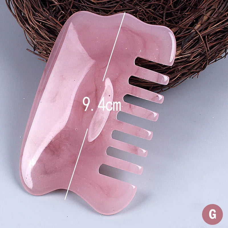 Massage Therapy Natural Stone Massagers Tools Picture of a light pink colour comb sizes : 9.4 cm X 3.2 cm Model G