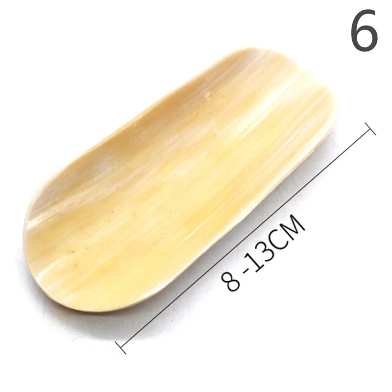 4Massage Therapy Natural Stone Massagers Tools Picture of a light yellow curve tool length: 13 cm Model 6