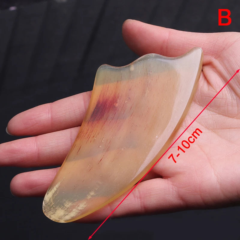 Massage Therapy Natural Stone Massagers Tools.  Picture of a translucent curve tool sizes : 10 cm X 3.5 cm with round end. Model B