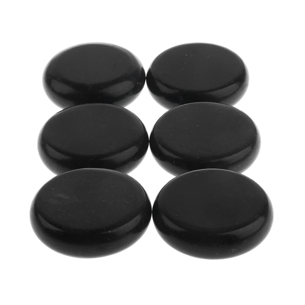 Massage therapy Natural Stone Set (6 pieces/set) 1 set shown 3 row of 2 black colour stones