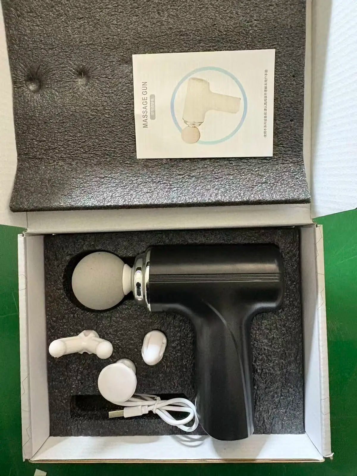 Massage Therapy Portable Massage Gun - 4 Interchangeable Heads & LED Display - Percussion Massager Black Colour + Box