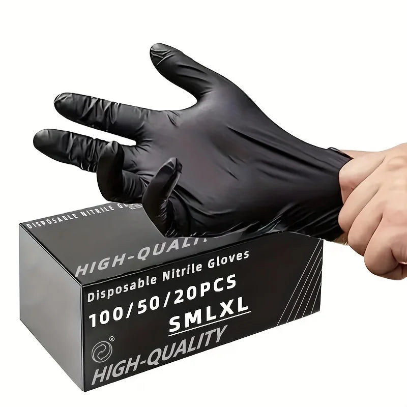 Medical Supplies & Equipment Black Nitrile Disposable Gloves Thickened (20/50/100 Pieces) with box picture wear by a hand