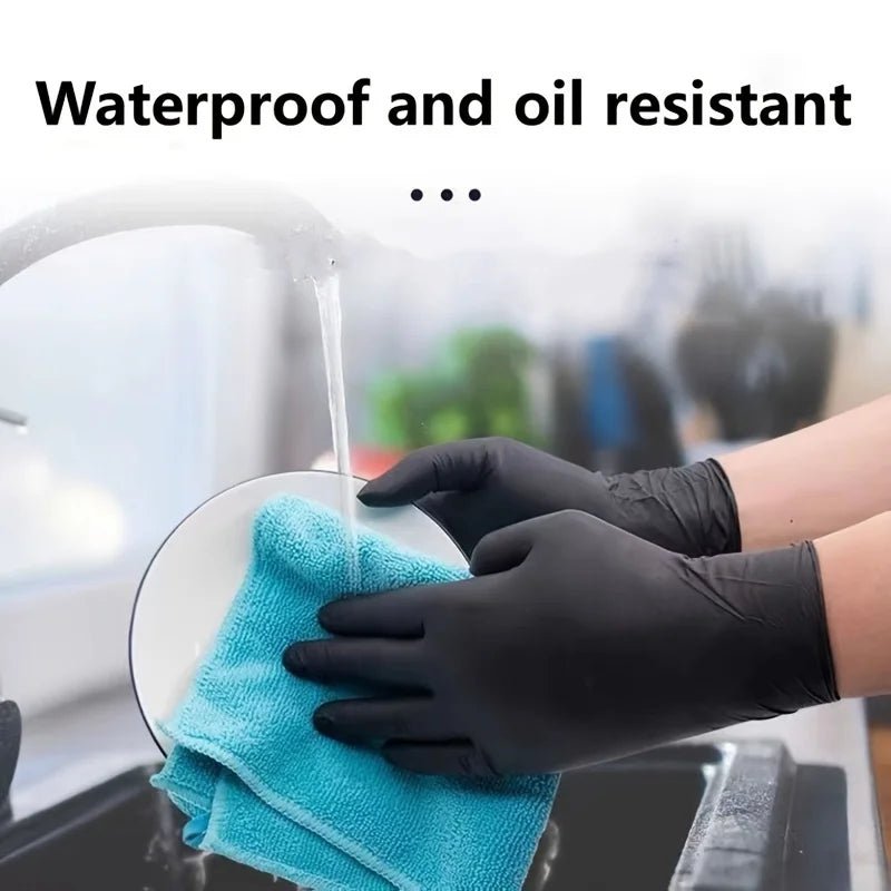 Medical Supplies & Equipment Black Nitrile Disposable Gloves Thickened Waterproof, oil resistant Washing dishes in a hospital picture