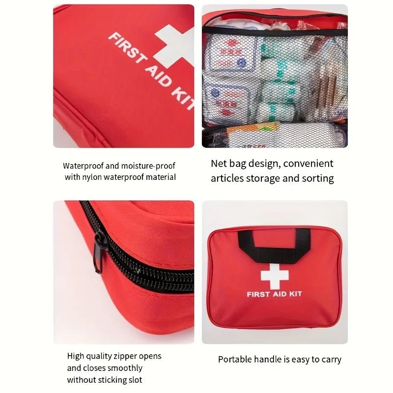 Medical Supplies & Equipment Medical First Aid Kit (184 Pieces) Large storage red Colour Bag with all 184 pieces included Detailed (Net, 2 portables handles, waterproof, high quality zip)