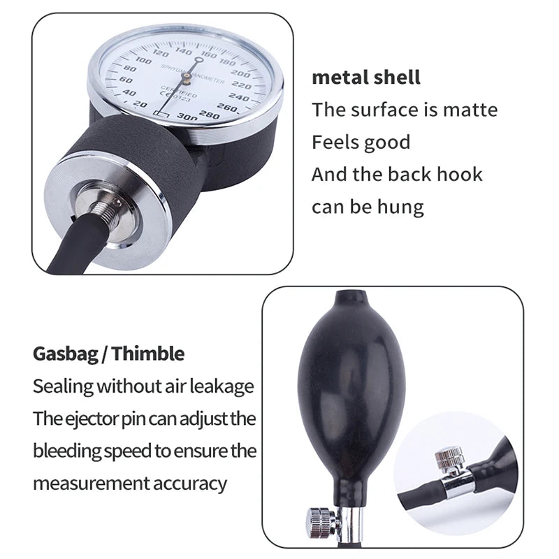 Medical supplies & Equipment Stethoscope Manual Blood Pressure Monitor Sphygmomanometer Detail picture of the gasbag/thimble and metal shell of the sphygmomanometer