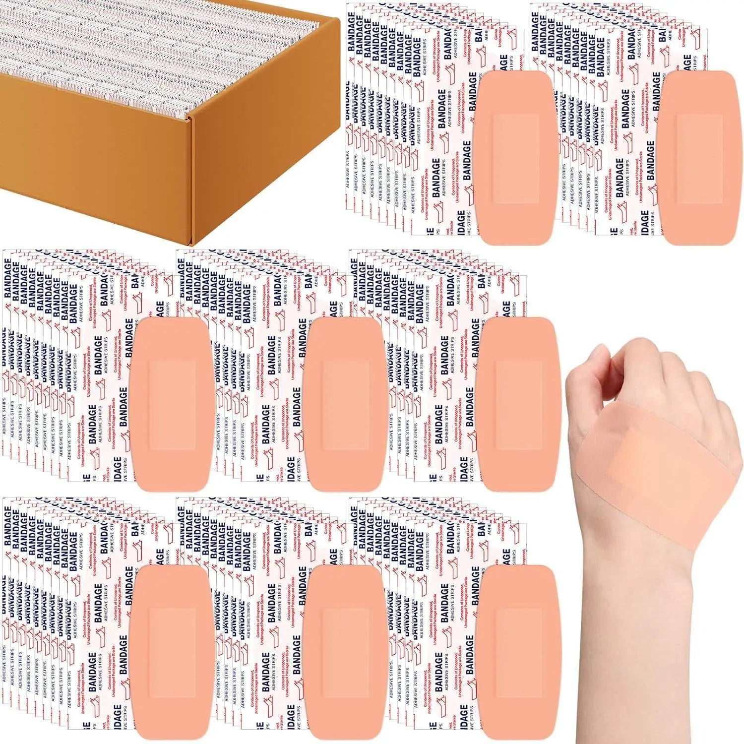 Medical Supplies & Equipment Waterproof Wound Plaster (100 pieces), shown a medium rectangular with round  corner shape plaster.