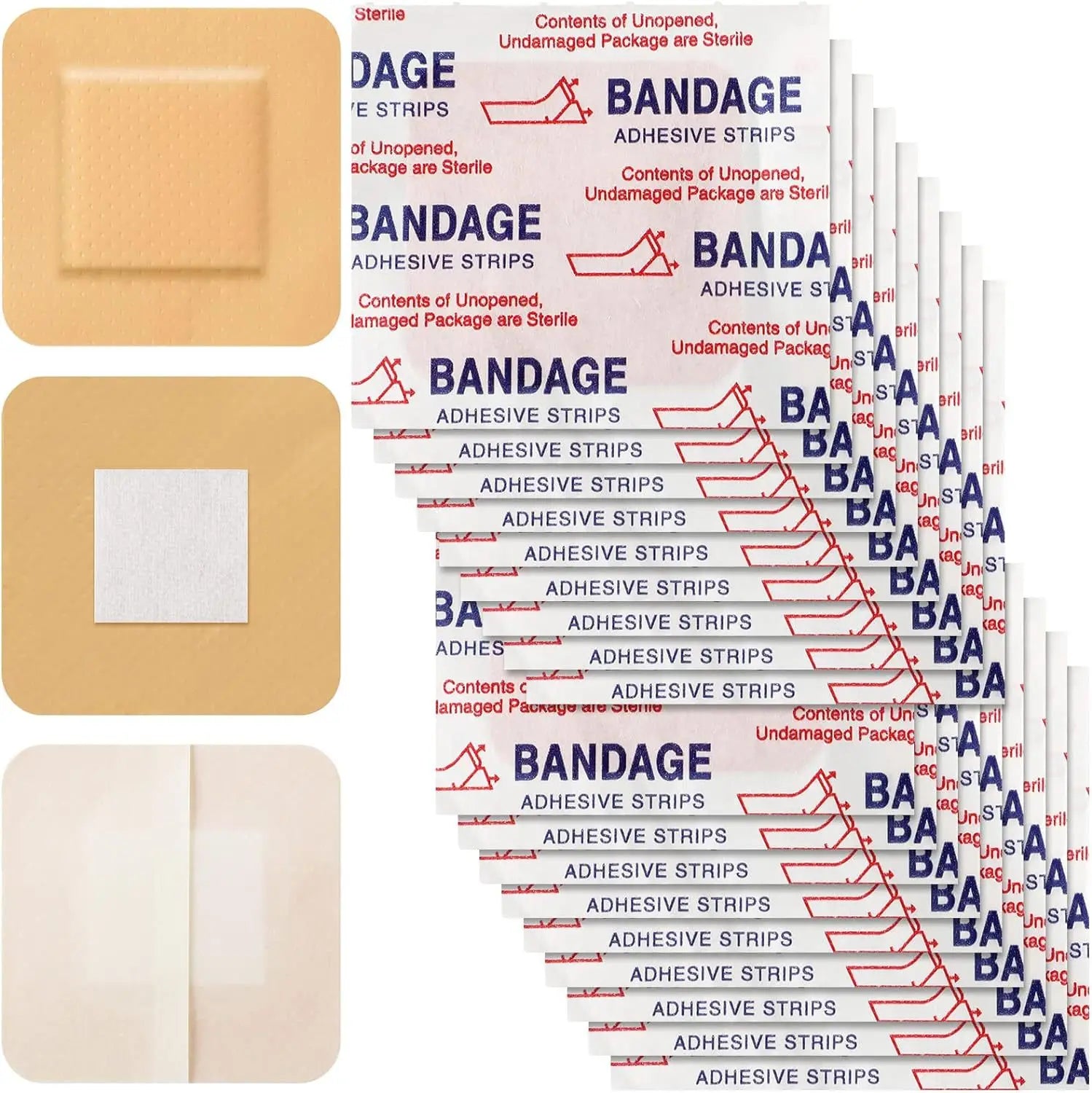 Medical Supplies & Equipment Waterproof Wound Plaster (100 pieces), shown a square shape plaster.