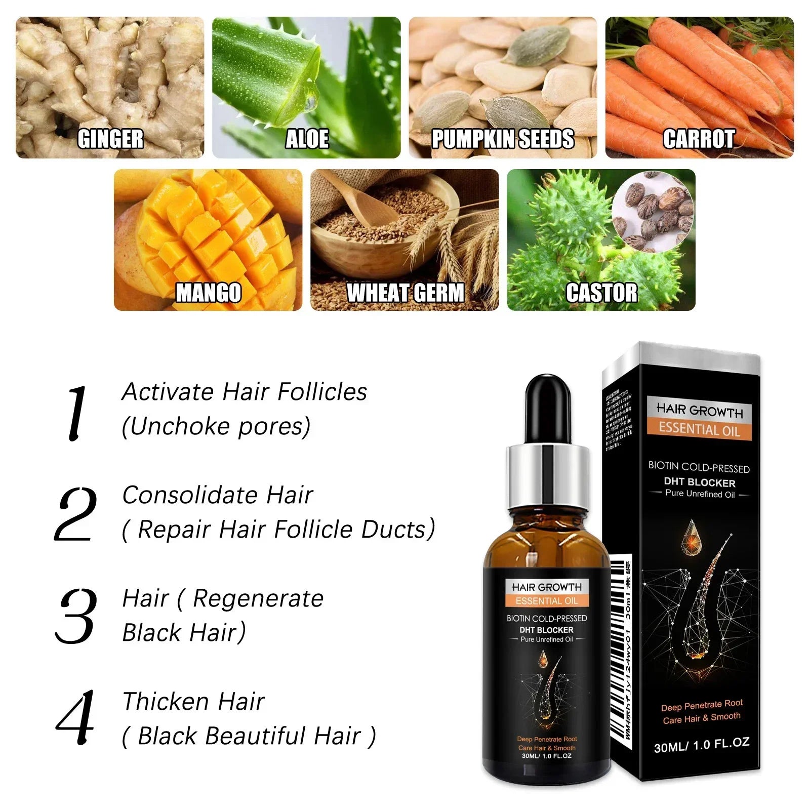 personal-health-care-hair-grow-essential-oil-ingredient-ginger-mango-aloe-pumkin-carrot-castor-wheat-picture