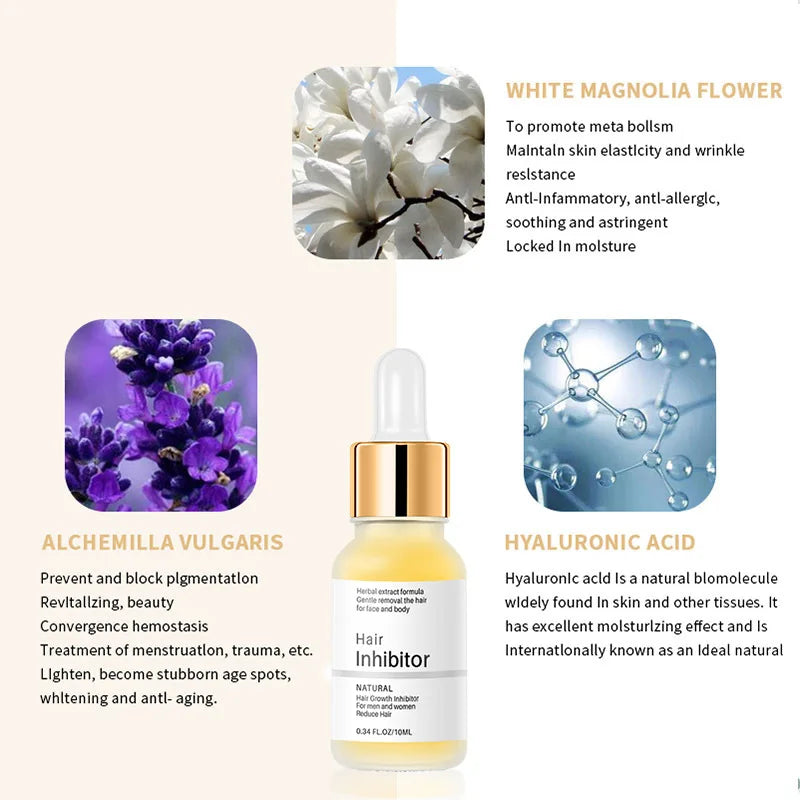 Personal Health care Permanent Hair Inhibition Woman Serum ingredients white magnolia flower Hyaluronic acid alchemilla vulgaris picture