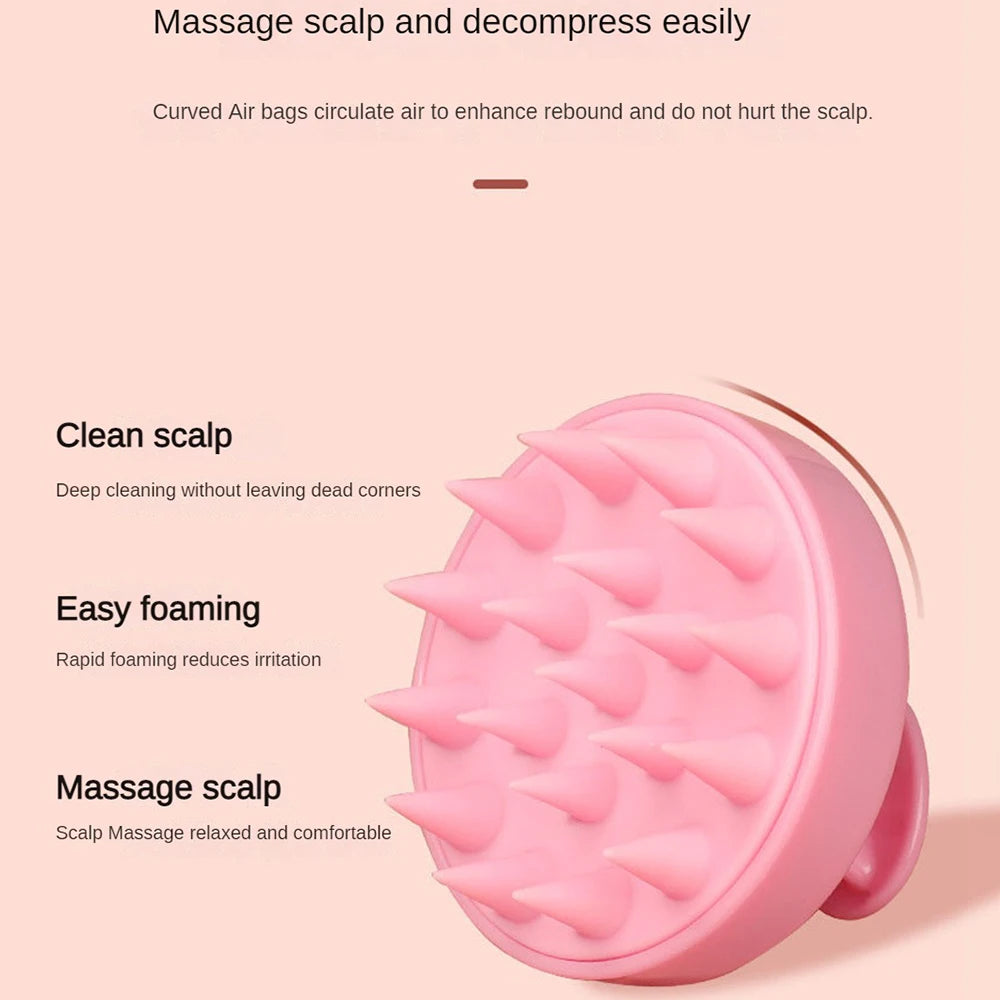 Personal health care pink silicone massage comb effects clean scalp easy foaming massage scalp picture