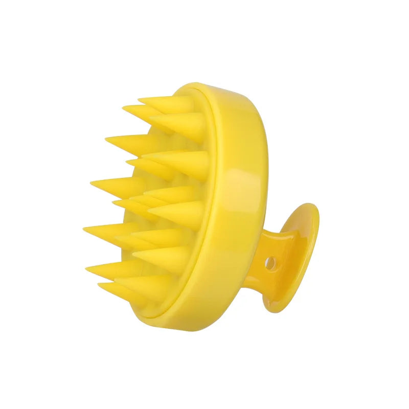 Personal health care Silicone Shampoo Brush Head Scalp Massage yellow colour display product picture