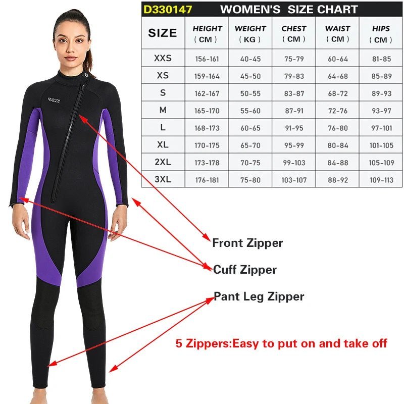 Water sports Gear & Equipment Unisex Kite Surf, Scuba Diving Wetsuit Neoprene (3 mm)