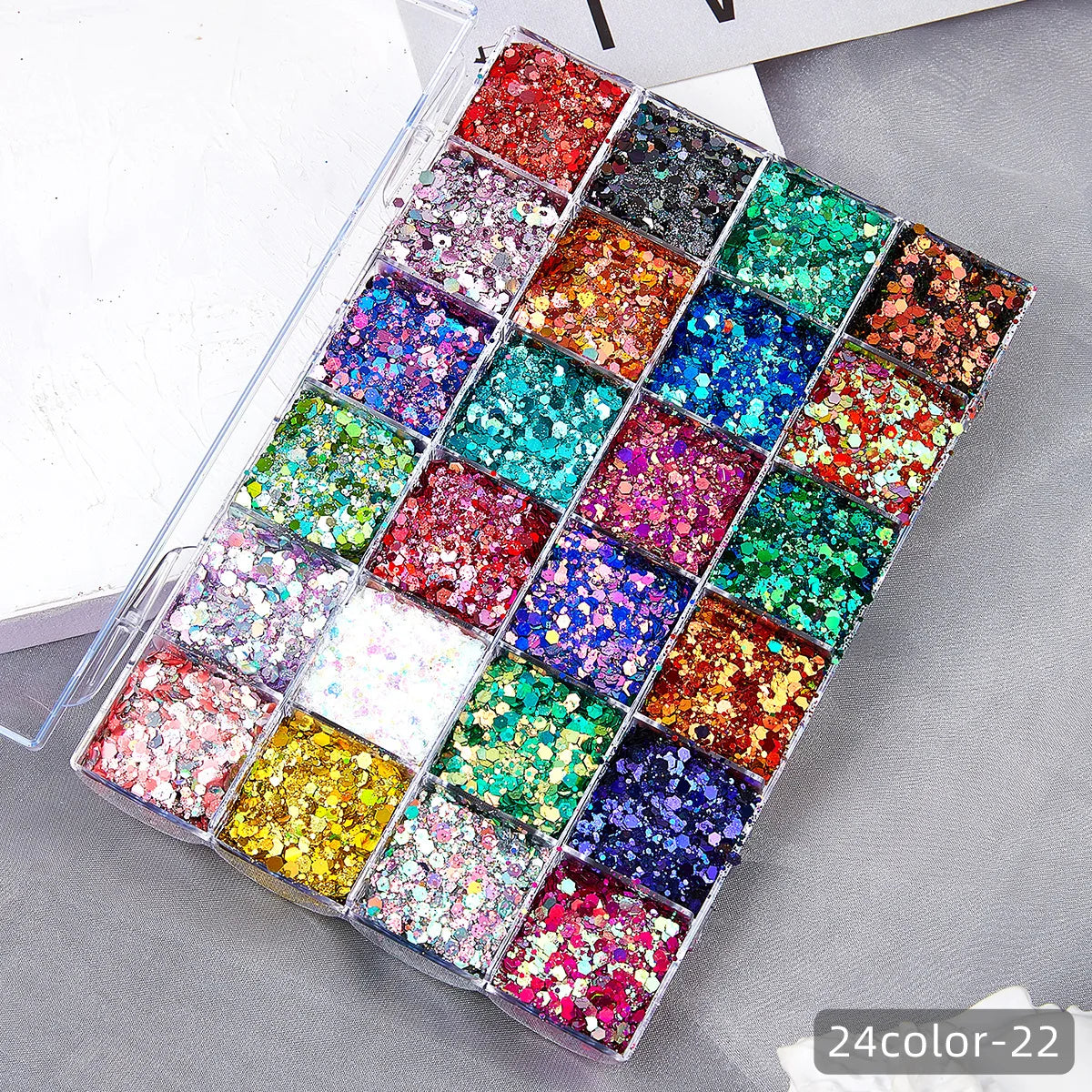 Wellness Chunky Glitter Eyeshadow Palette 24 luminous red-green colour set offers