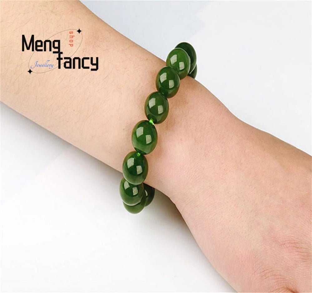 Wellness Natural Jade Jasper Elastic Bracelet Green Colour