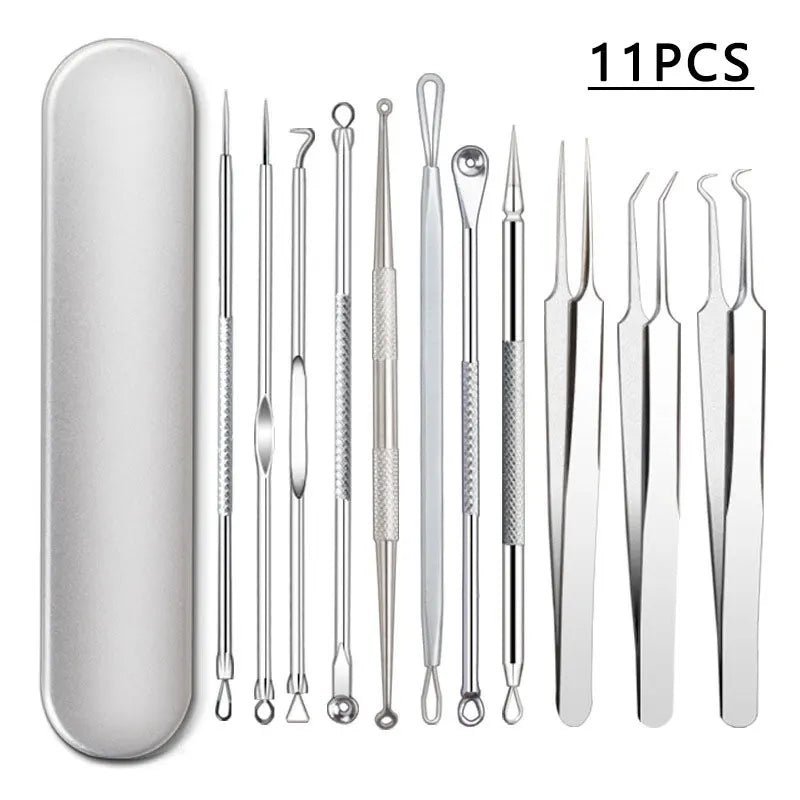 Health care products Acne Blackhead Remover Tools Very sharp head 11 pieces and Storage Box Offers shown