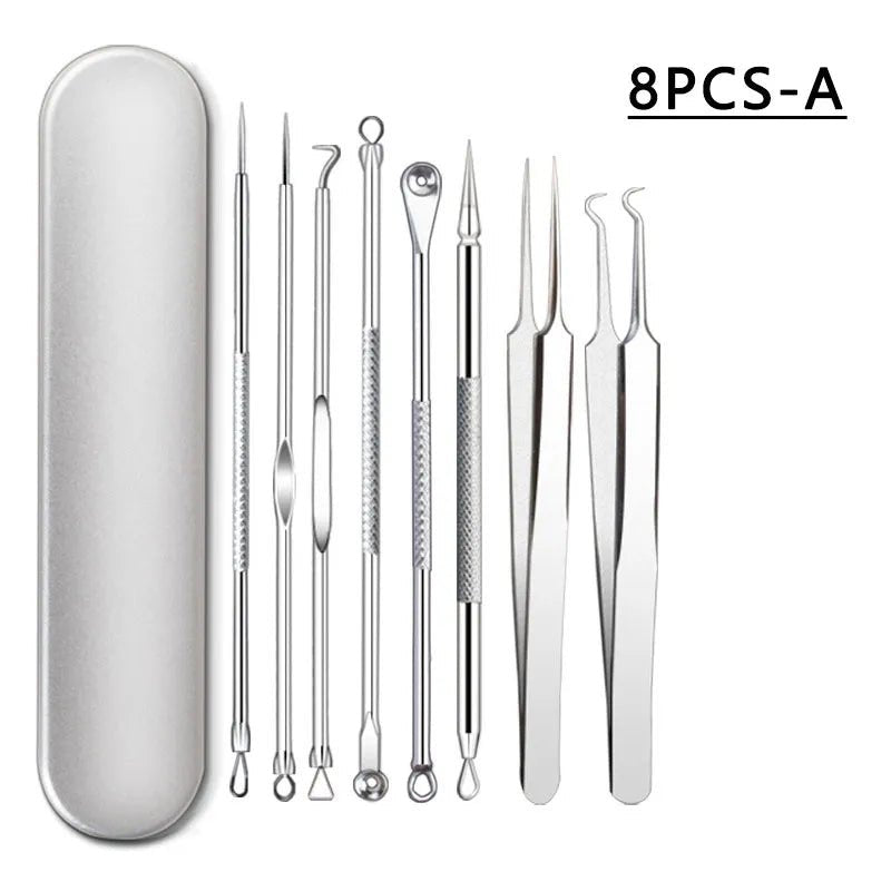 Health care products Acne Blackhead Remover Tools Very sharp head 8 pieces and Storage Box Offers shown