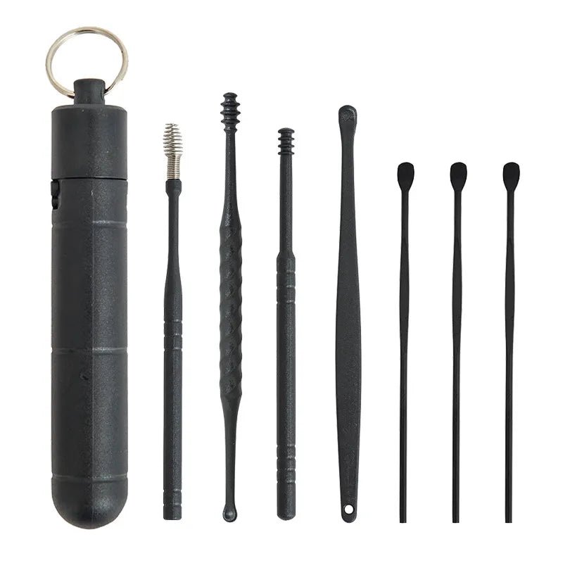 Health care products Ear Cleaner Earwax Removal Tool 7 Pieces/set Black Colour with storage plastic box