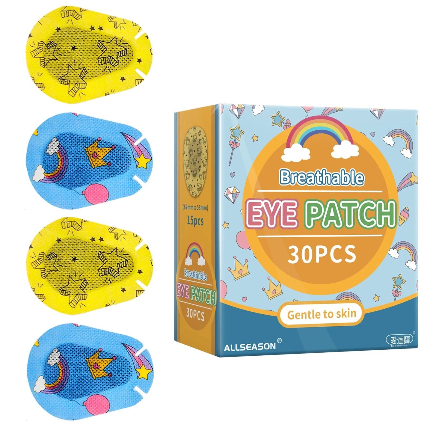 Health care products Kids Eye Patch Sterile Adhesive Bandage 60 pieces (1 box 30 patch show multicolour adhesive bandages, 4 bandages out of the box)