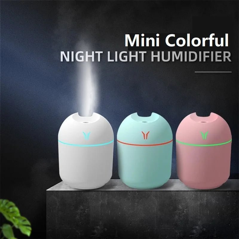 Wellness Mini Air Humidifier Aroma Essential Oil Diffuser 250ml Small Space High Capacity 3 Colours white, green and pink