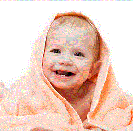 Free Picture of a baby with two teeth - Blog: Care of a baby (Tooth development)