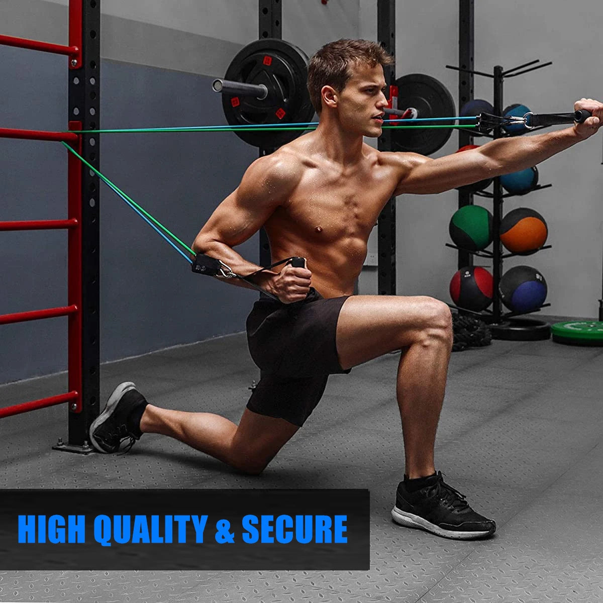 Fitness Elastic Resistance Bands Kit (100 or 150 Lbs)