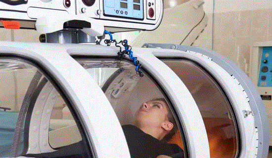 Personal Health Care Woman Patient Lying in a Hyperbaric Chamber Picture