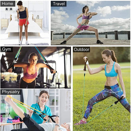 Fitness Elastic Resistance Bands Kit (100 or 150 Lbs)
