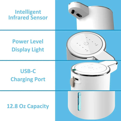 Automatic Touchless Foaming Soap Dispenser 380 ml USB Rechargeable