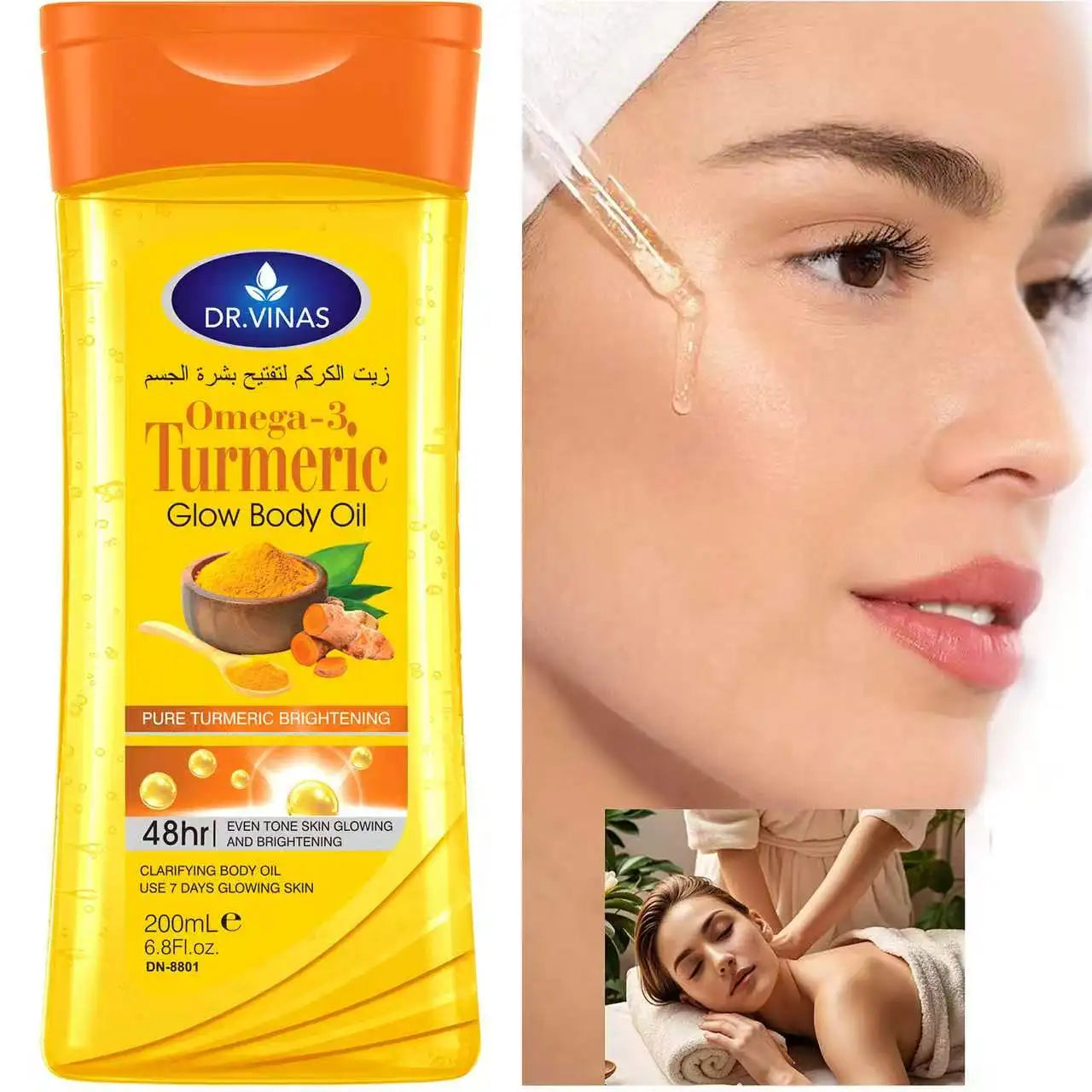 Turmeric Omega-3 Glow Body Oil (200 ml)for ladies' skin care