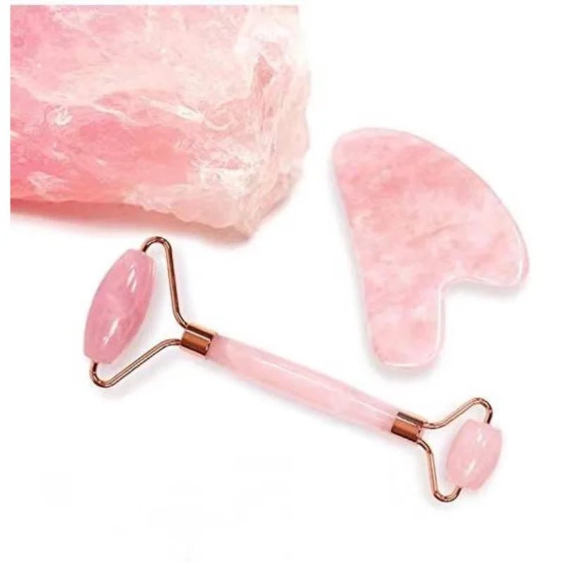 Massage Therapy Natural Rose Quartz Jade Roller Geisha Massage Tool