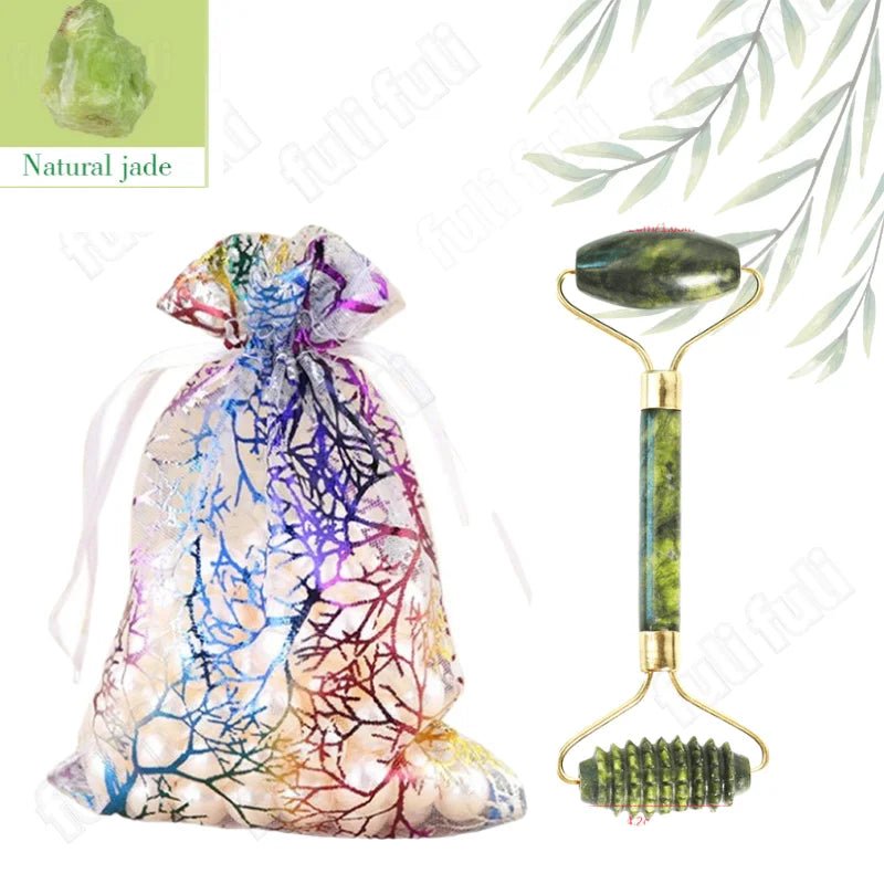 Massage Therapy Natural Rose Quartz Jade Roller Geisha Massage Tool