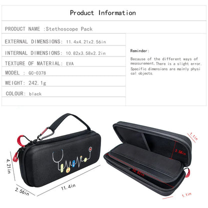 Double Layer Hard EVA Portable Stethoscope Carrying Storage