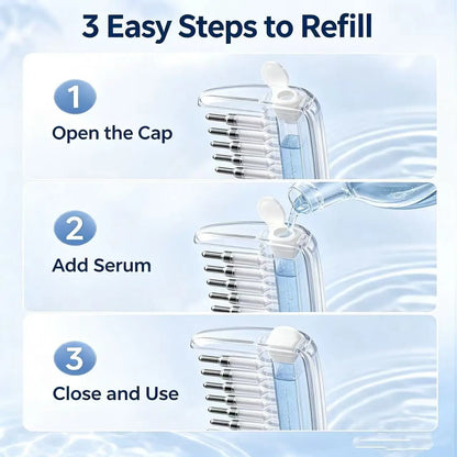 Hair Oil Applicator Comb with Scalp Massager – Built-In Liquid Reservoir & Rolling Metal Teeth