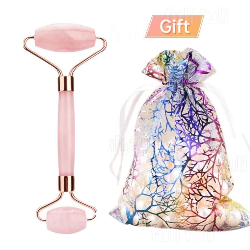 Massage Therapy Natural Rose Quartz Jade Roller Geisha Massage Tool