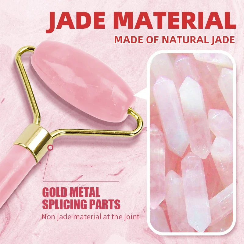 Natural Rose Quartz Jade Geisha Roller Set