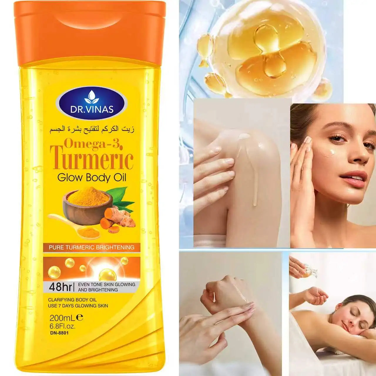 Turmeric Omega-3 Glow Body Oil (200 ml)for ladies' skin care