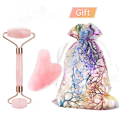 Massage Therapy Natural Rose Quartz Jade Roller Geisha Massage Tool