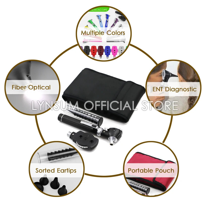 Medical LED Fibre Optic Professional Ophthalmoscope Diagnostic Set