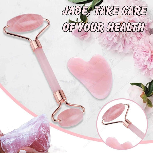 Massage Therapy Natural Rose Quartz Jade Roller Geisha Massage Tool