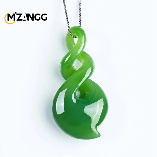 Natural Hand-Carved Green Jade Pendant Lucky Wealth