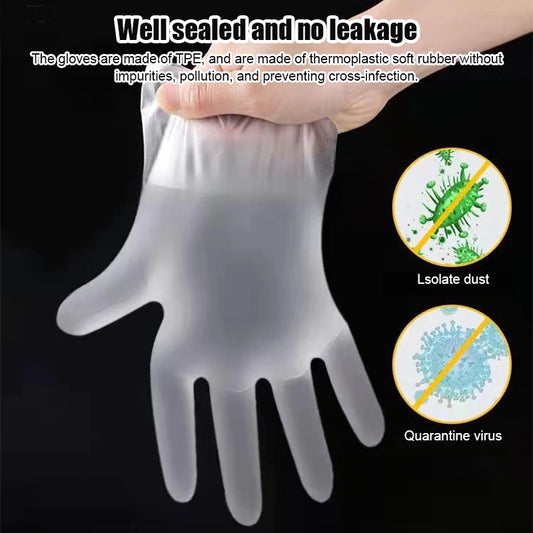 Latex Free Cleaning Disposable Gloves Transparent Non-Slip Acid Work Safety  (100 Pieces/Box)
