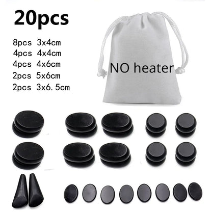 Massage Therapy Basalt Massager Black Stones Set (20 Pieces/Set)  No Heater