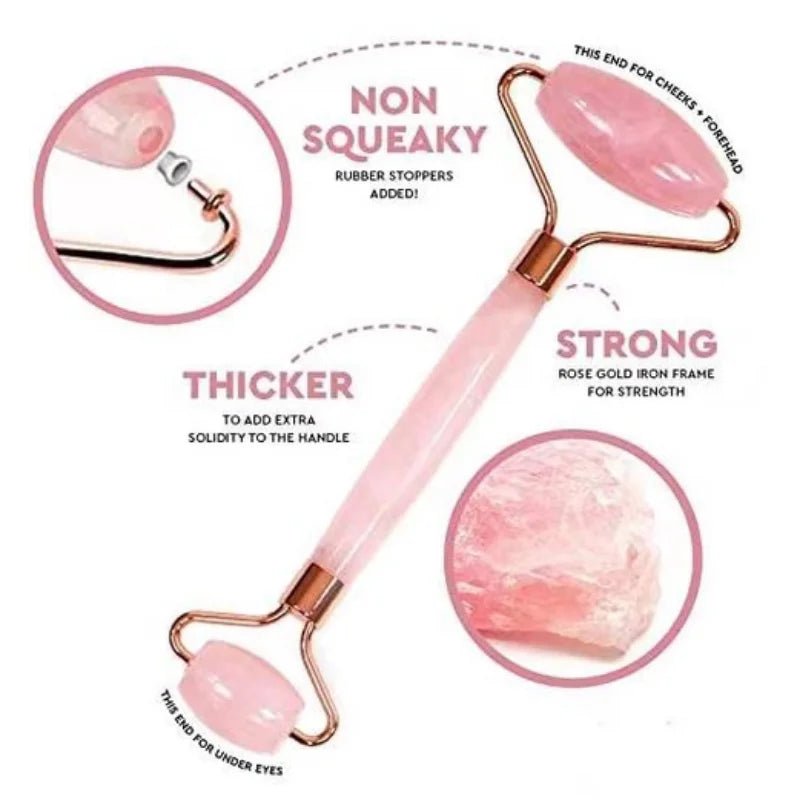 Massage Therapy Natural Rose Quartz Jade Roller Geisha Massage Tool