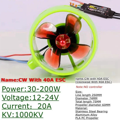 Brushless Underwater Motor Propeller (12V or 24V, 200 W)