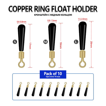 Fishing Float Holders Copper Ring (10 Pieces/Set)