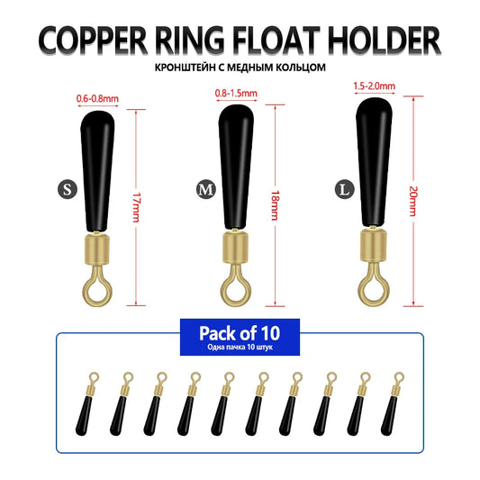 Fishing Float Holders Copper Ring (10 Pieces/Set)